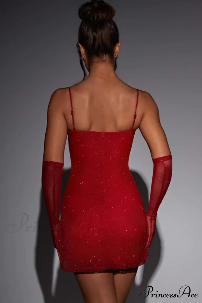 Georgia Shiny Stylish Dress With Gloves