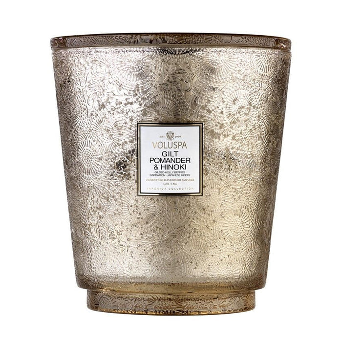 Gilt Pomegranate & Hinoki  ·  Hearth Candle with Lid - RSVP Style