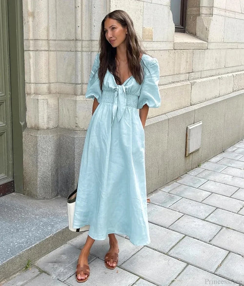 Gisele Elegant Dress Light Blue / S