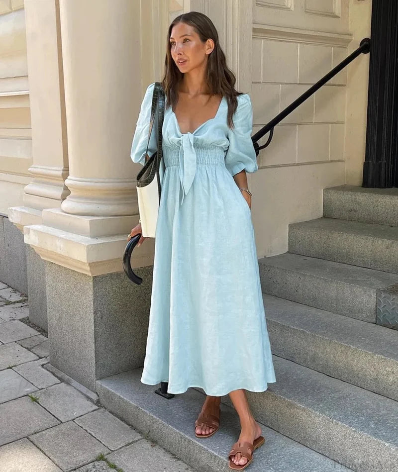 Gisele Elegant Dress Light Blue / M