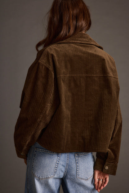 Gramercy Mocha Corduroy Jacket styled in a complete look from an alternate angle.