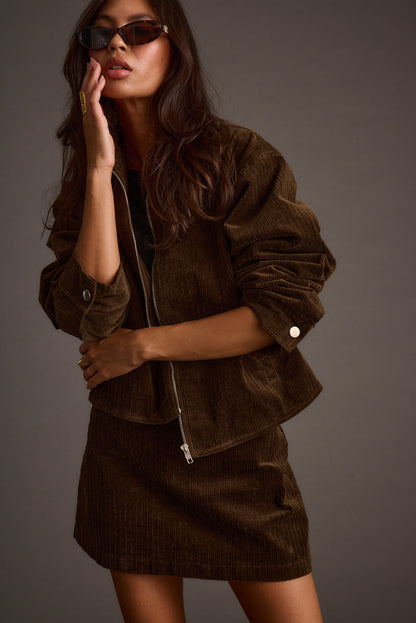Gramercy Mocha Corduroy Jacket paired with complementary accessories for a polished look.
