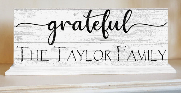 Personalized Grateful Family Name Sign For Mantel or Shelf - SOLID WOOD - Broad Bay Personalized Gifts Shipped Fast