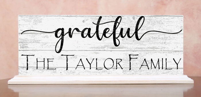 Personalized Grateful Family Name Sign For Mantel or Shelf - SOLID WOOD - Broad Bay Personalized Gifts Shipped Fast