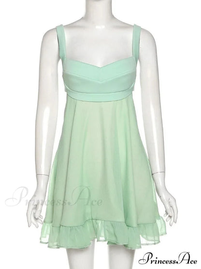 Green Frill Stylish Mini Dress Dresses
