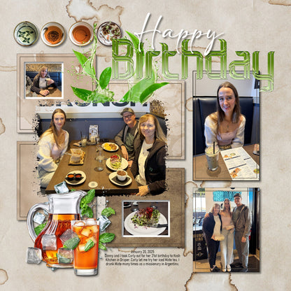 Cozy up your digital scrapbooking pages with these realistic tea-inspired embellishments, papers, and clusters. Great for tea shops, time with girlfriends, afternoon tea, vacations to Asia, China, Japan, and more! Embellishments include apron, cookie, hearts, bread, loaf, pound cake, bakery, baked goods, hot tea, ice tea, iced tea, bubble tea, boba tea, stool, cafe, cup lid, tea shop, ginger, honey, honey dipper, honey spoon, tea infuser, hot water heater pot, pitcher, Japanese tea cups, Japanese Tea House.
