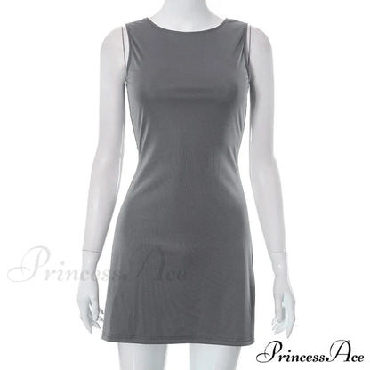 Grey Tank Stylish Mini Dress L