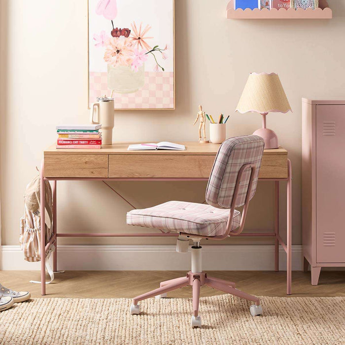 Grover Desk with Hooks - Pink/Natural