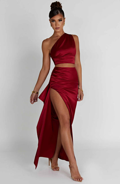 Halsey Maxi Skirt - Wine Skirt Babyboo Fashion Premium Exclusive Design