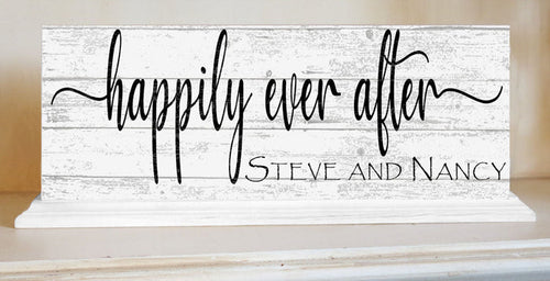 Personalized Wedding Gift Happily Ever After With Couple's Names - Mantel or Shelf Decoration - Broad Bay Personalized Gifts Shipped Fast