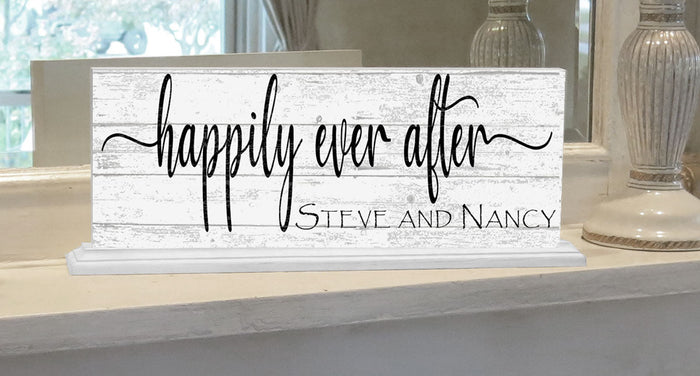 Personalized Wedding Gift Happily Ever After With Couple's Names - Mantel or Shelf Decoration - Broad Bay Personalized Gifts Shipped Fast