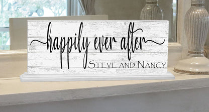 Personalized Wedding Gift Happily Ever After With Couple's Names - Mantel or Shelf Decoration - Broad Bay Personalized Gifts Shipped Fast