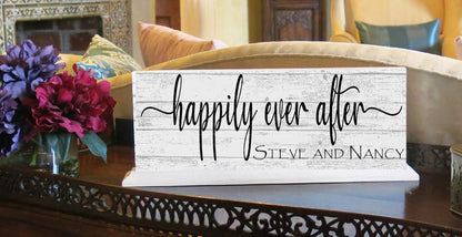 Personalized Wedding Gift Happily Ever After With Couple's Names - Mantel or Shelf Decoration - Broad Bay Personalized Gifts Shipped Fast