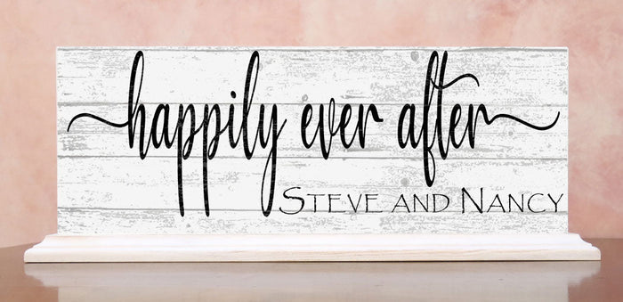 Personalized Wedding Gift Happily Ever After With Couple's Names - Mantel or Shelf Decoration - Broad Bay Personalized Gifts Shipped Fast