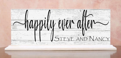 Personalized Wedding Gift Happily Ever After With Couple's Names - Mantel or Shelf Decoration - Broad Bay Personalized Gifts Shipped Fast