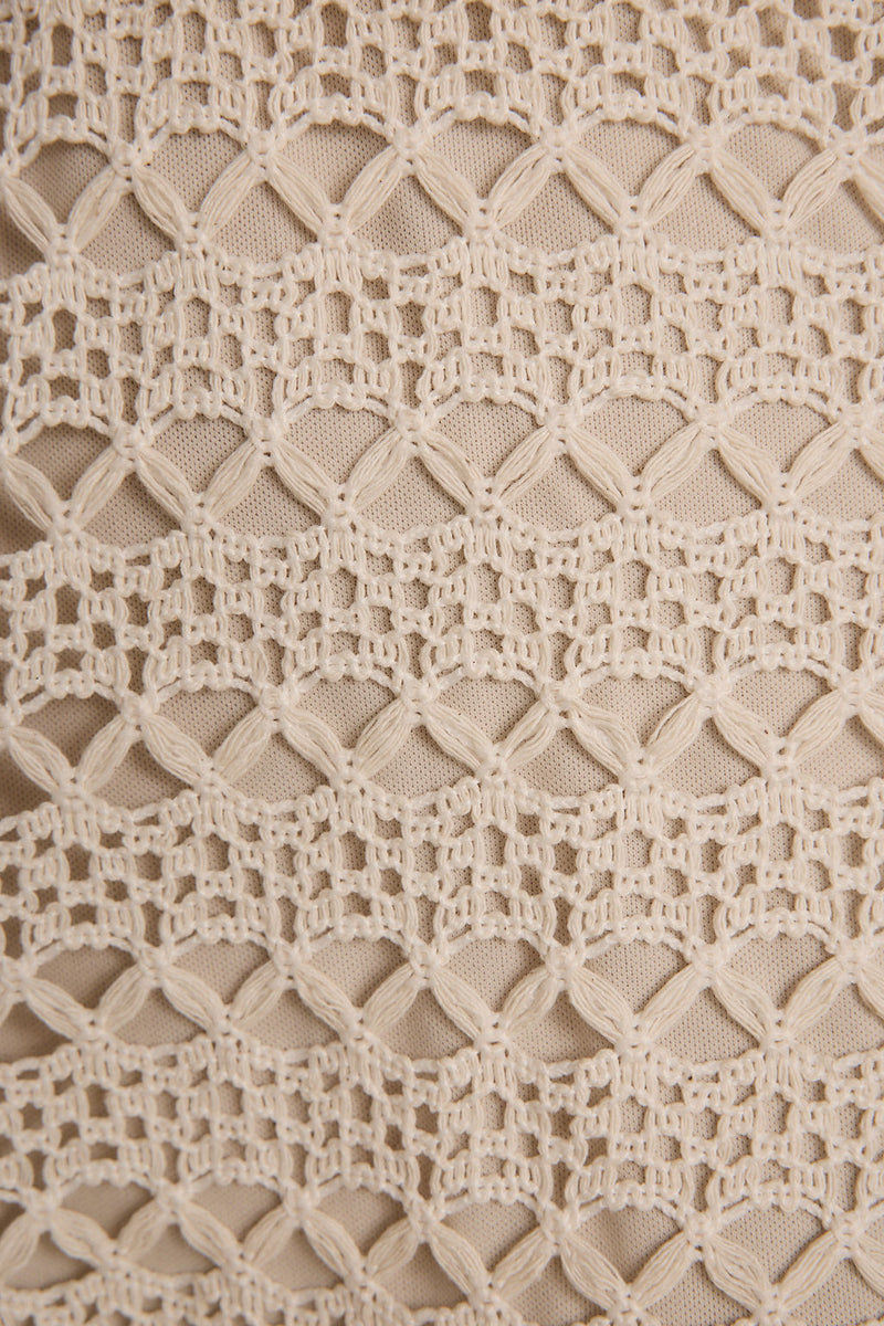 Additional view of the Haven Natural Crochet Mini Dress from a different perspective.
