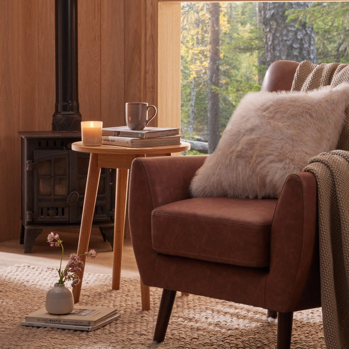 Heidi Solid Oak Round Side Table - Light Wood - DUSK