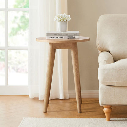 Heidi Oak Round Side Table - Natural - DUSK