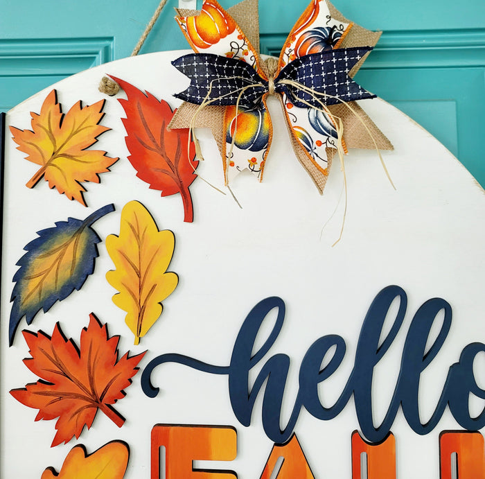 Hello Fall Stitch & Leaves Door Hanger-wholesale