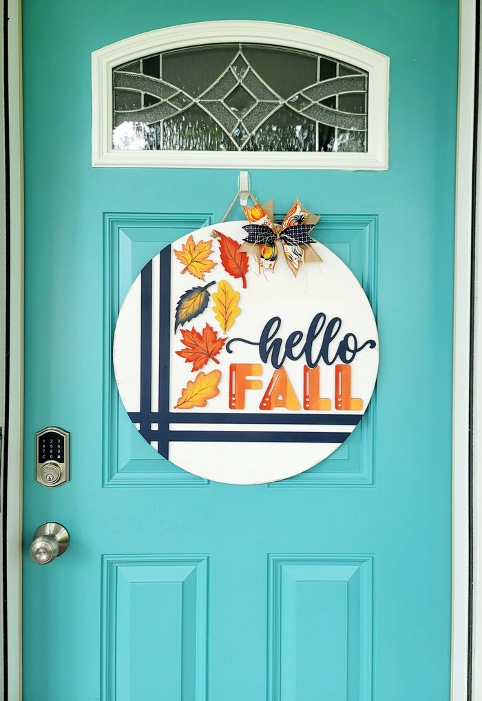 Hello Fall Stitch & Leaves Door Hanger-wholesale