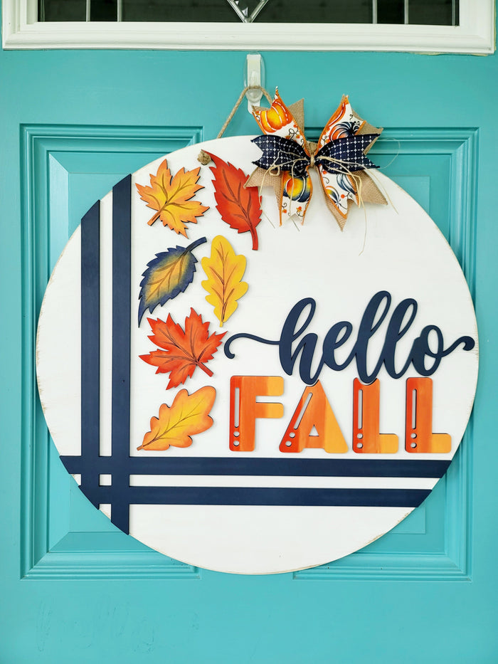 Hello Fall Stitch & Leaves Door Hanger-wholesale