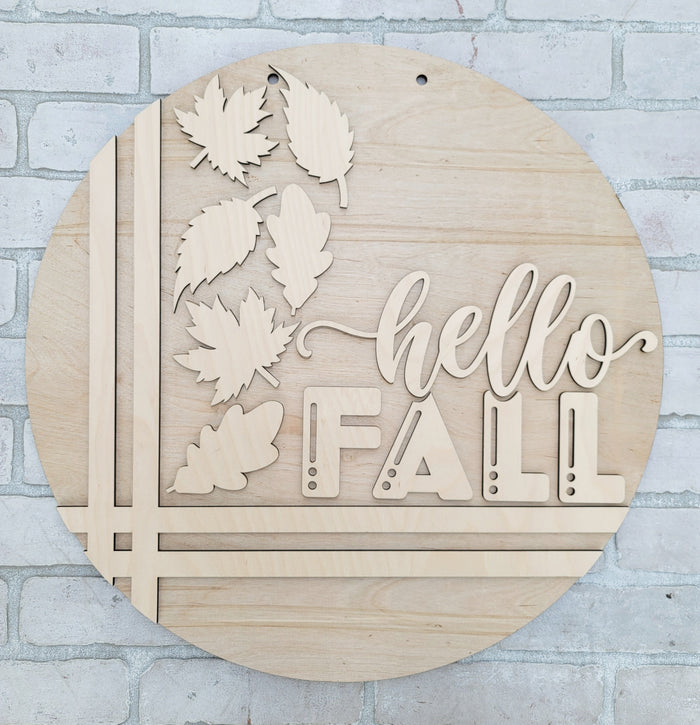 Hello Fall Stitch & Leaves Door Hanger-wholesale