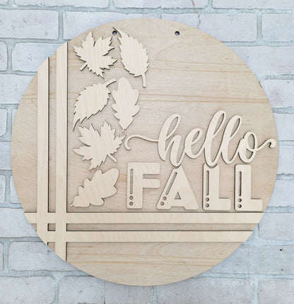 Hello Fall Stitch & Leaves Door Hanger-wholesale