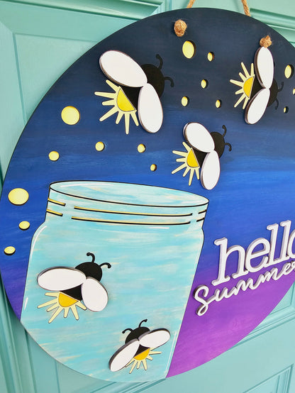 Hello Summer Fireflies Door Hanger- wholesale