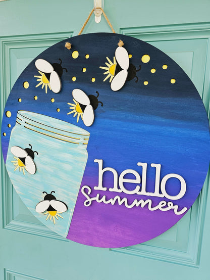Hello Summer Fireflies Door Hanger- wholesale