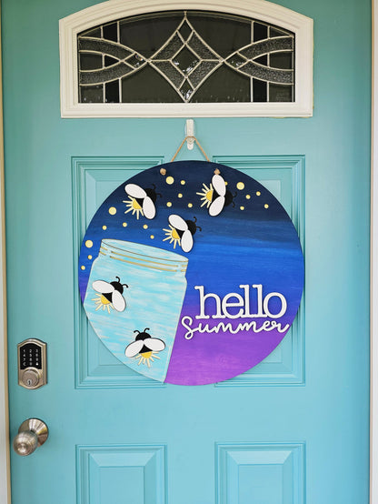 Hello Summer Fireflies Door Hanger- wholesale