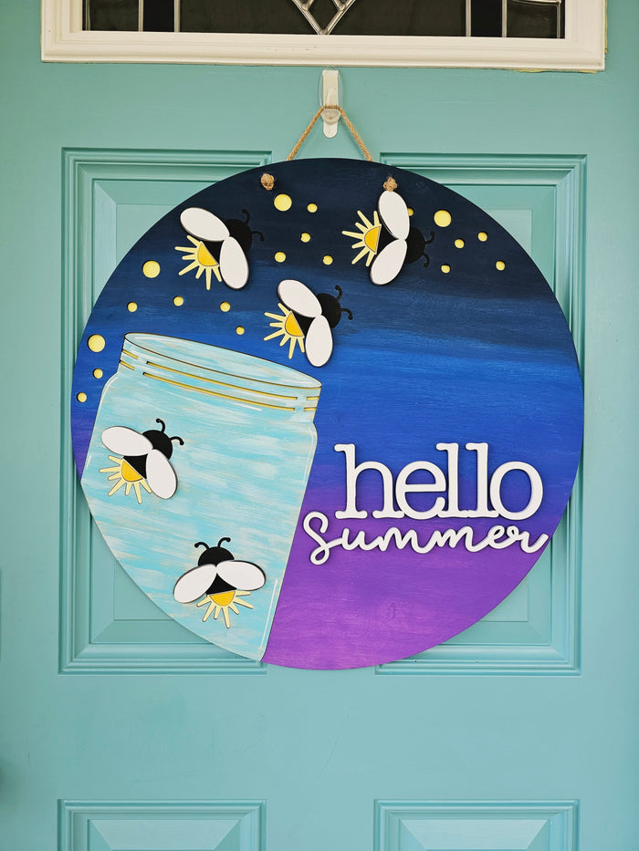Hello Summer Fireflies Door Hanger- wholesale