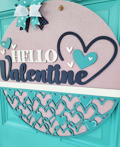 Hello Valentine Lilac Glitter Door Hanger