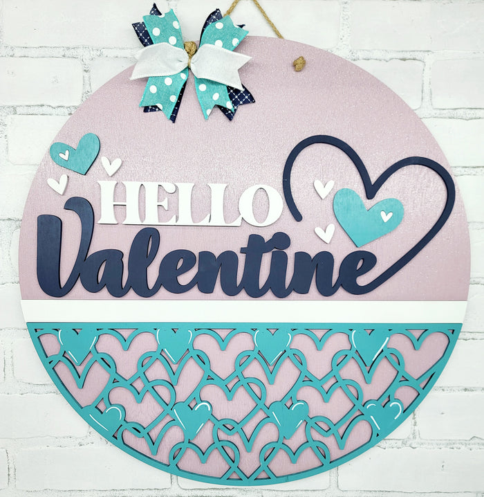 Hello Valentine Lilac Glitter Door Hanger