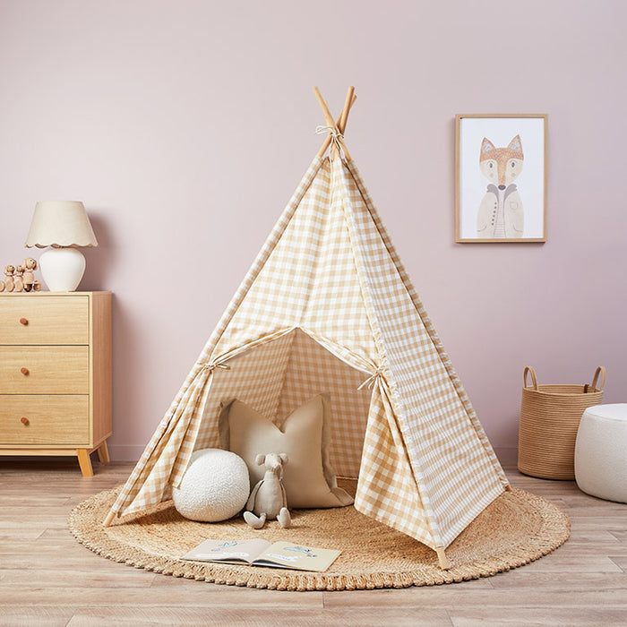 Henley Teepee - Beige Gingham