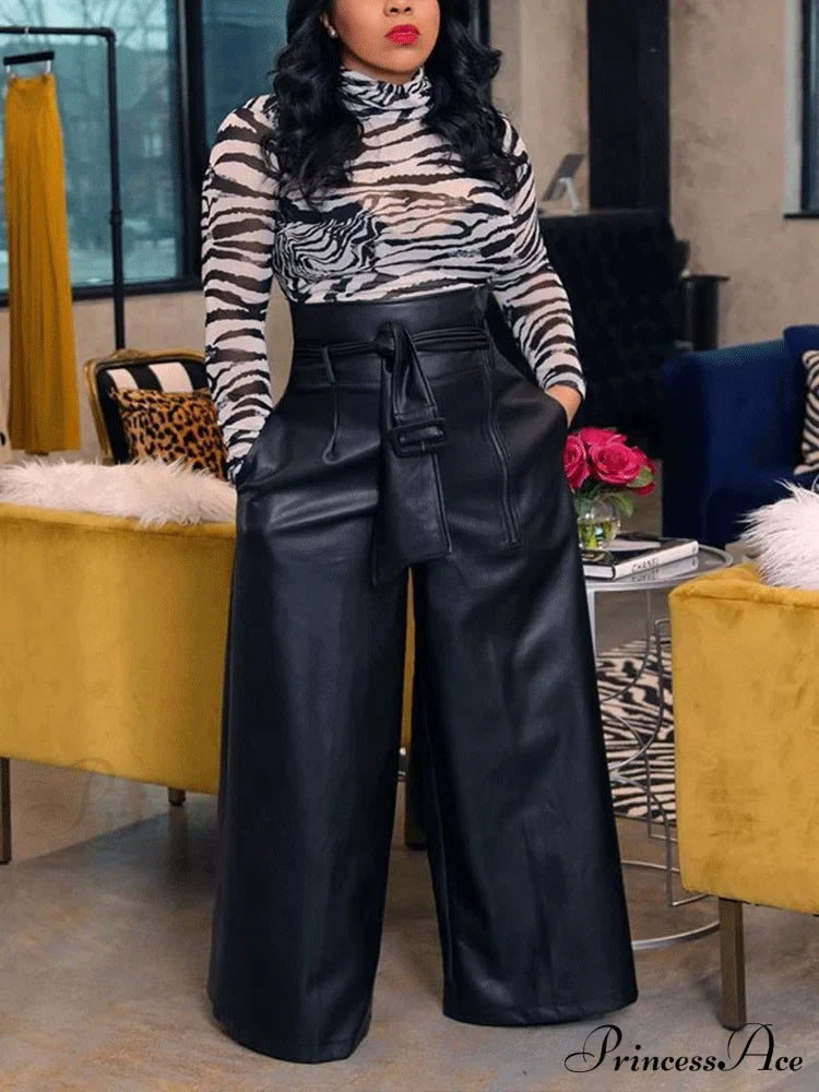 High Waist Pocket Trendy Straight Leg Pants