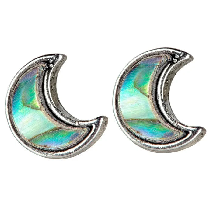 Hippie Abalone Shell Crescent Moon Earrings