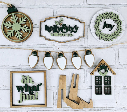 Holly & Ivy Muted Christmas Tiered Tray Set-wholesale