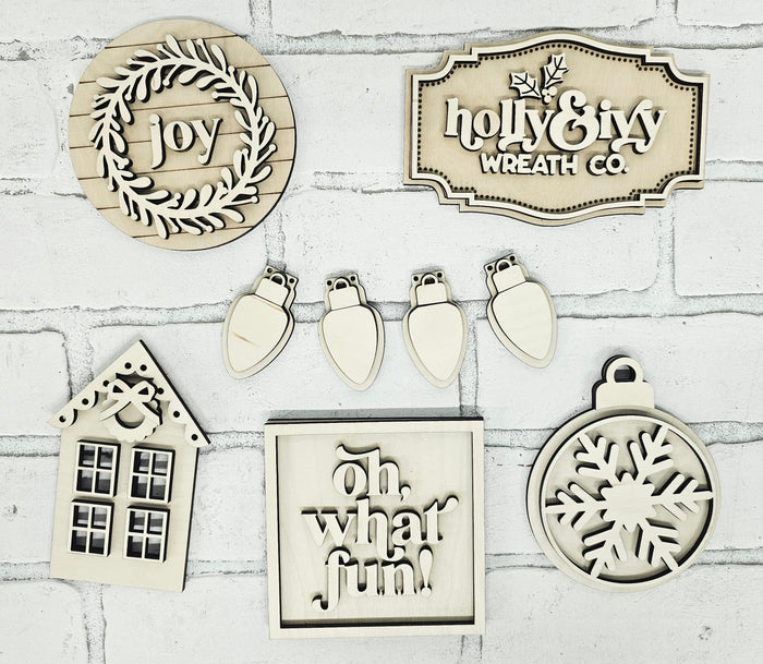 Holly & Ivy Muted Christmas Tiered Tray Set-wholesale