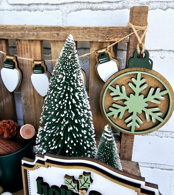 Holly & Ivy Muted Christmas Tiered Tray Set