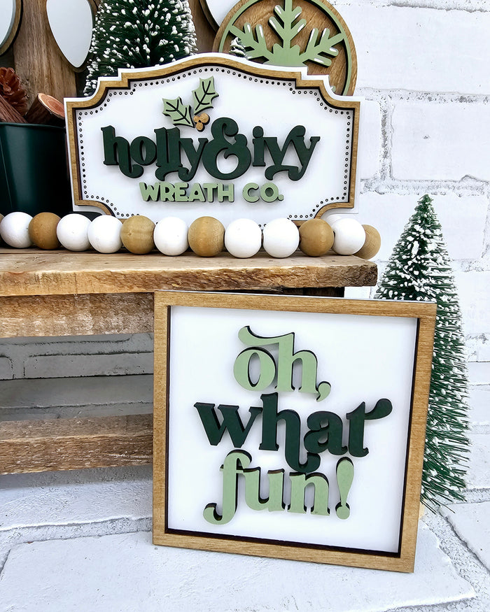 Holly & Ivy Muted Christmas Tiered Tray Set