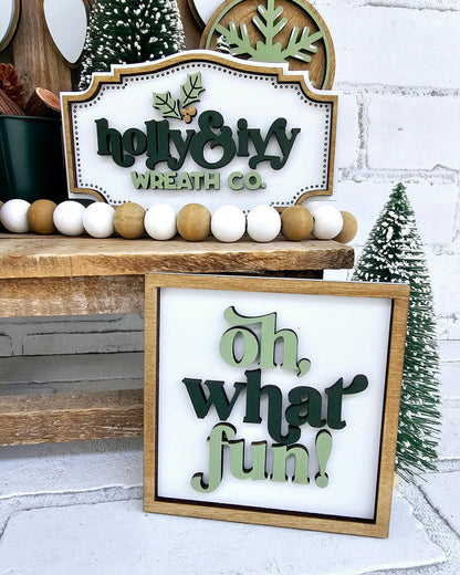 Holly & Ivy Muted Christmas Tiered Tray Set