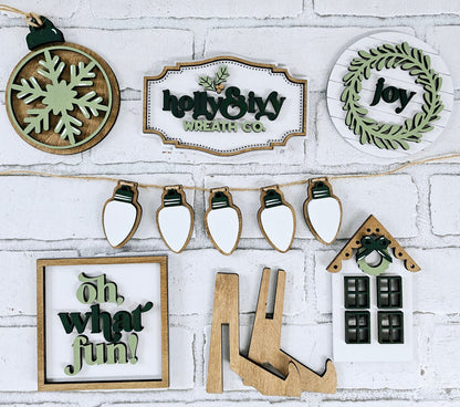 Holly & Ivy Muted Christmas Tiered Tray Set