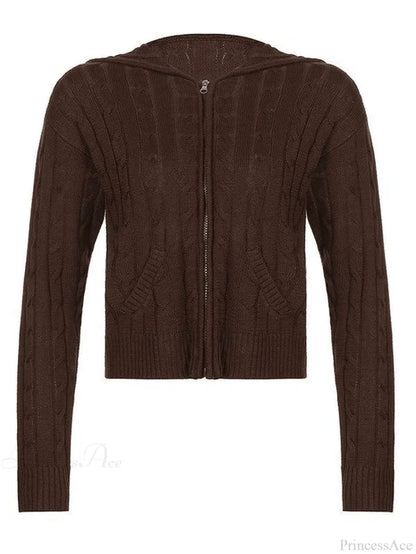 Hooded Button Graceful Front Knit Cardigan Sweaters