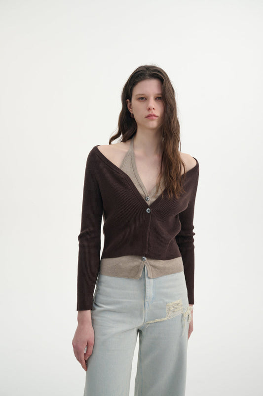 Hybrid halterneck cardigan