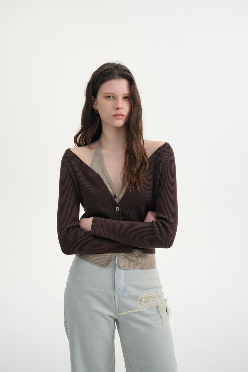 Hybrid halterneck cardigan