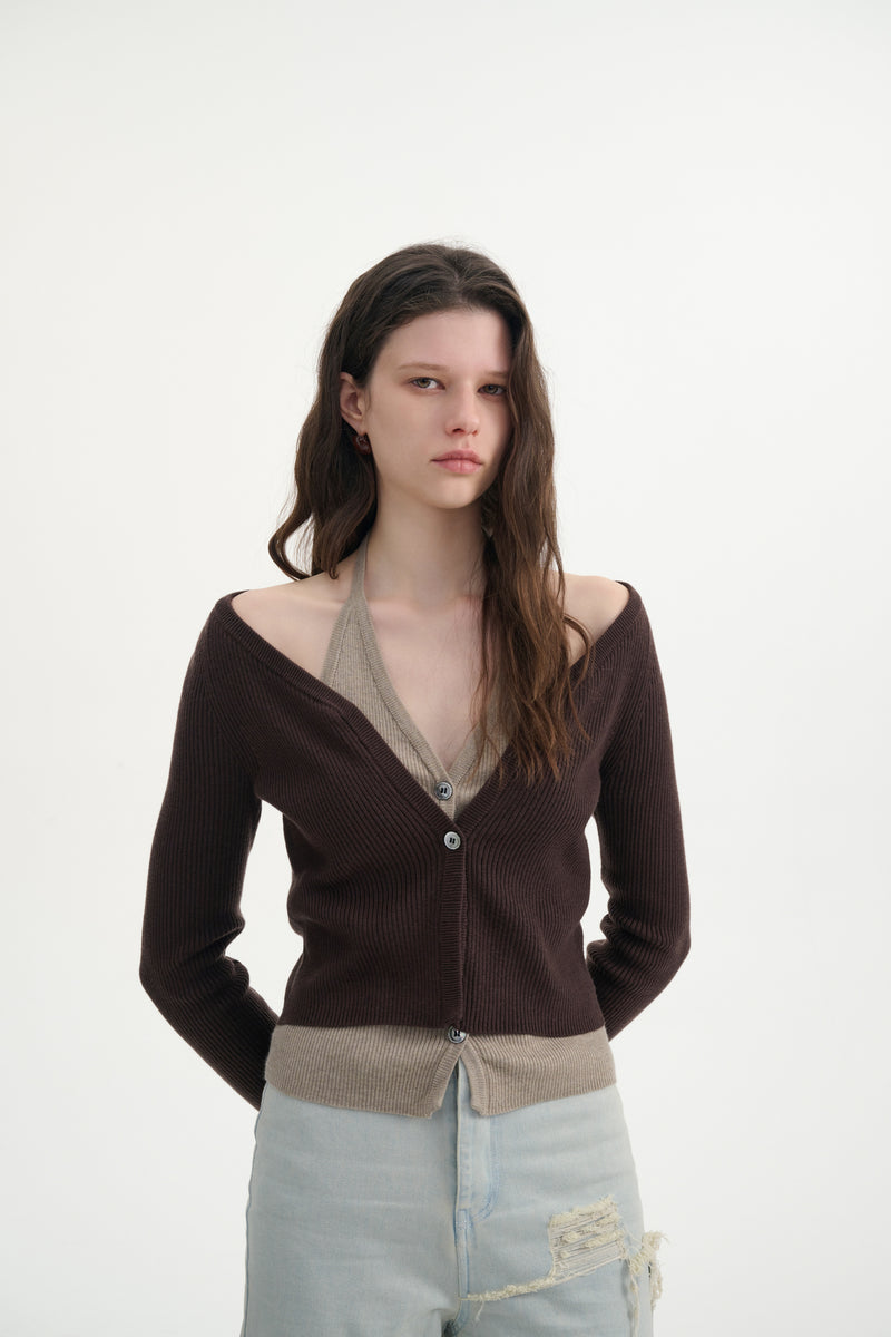 Hybrid halterneck cardigan