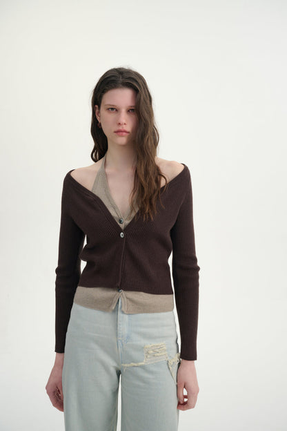 Hybrid halterneck cardigan