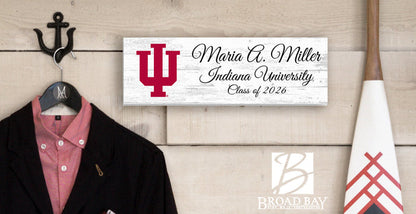 Indiana University Class Year Plaque With Name – Personalized for Student, Alumni or Graduation Gift