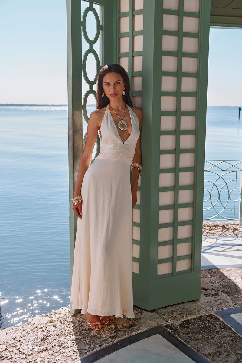 Inez Cream Satin Maxi Dress