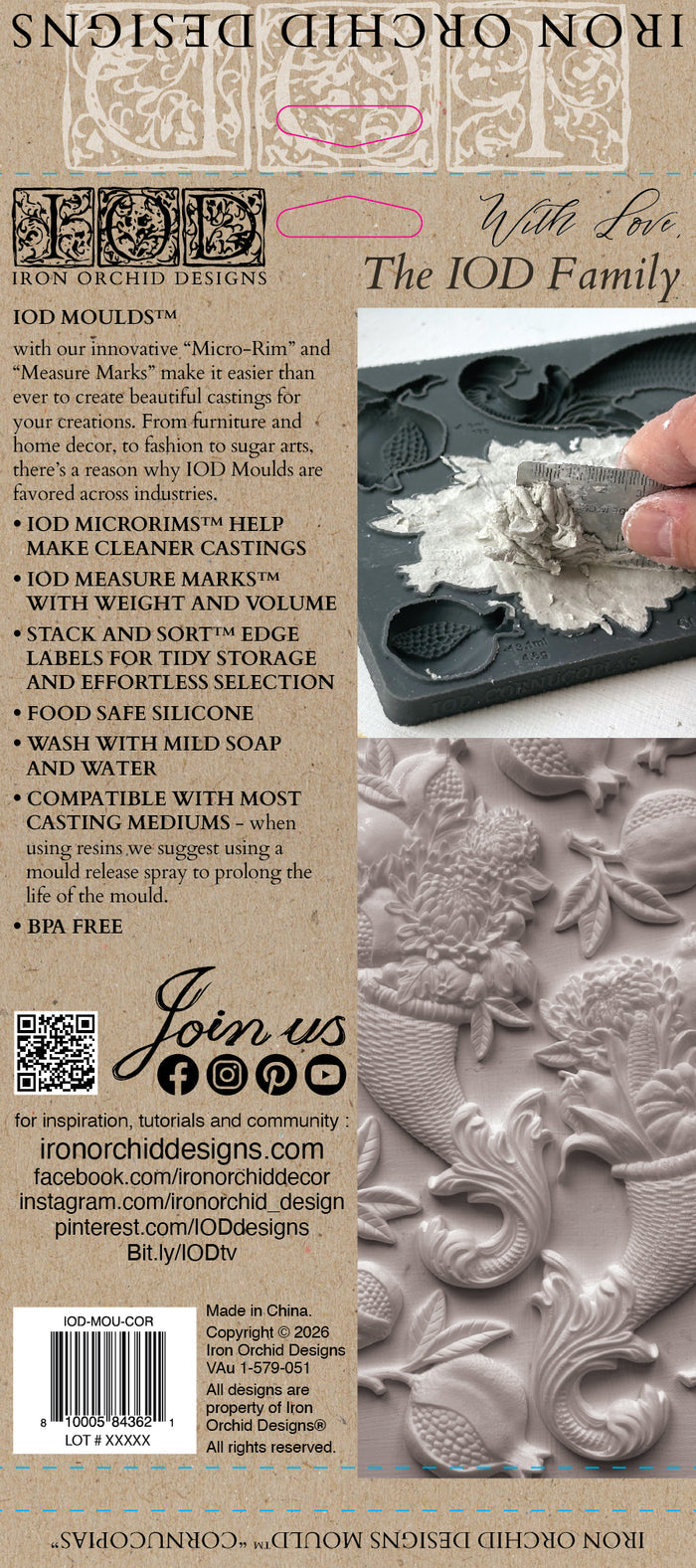 IOD Decor Mould Cornucopias 6x10" by Iron Orchid Designs